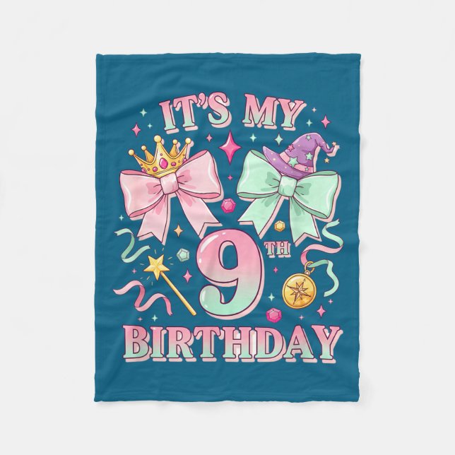 Manta Polar Cumpleaños Es Mi Cumpleaños Número 9 Princesas Mág (Anverso)
