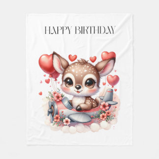 Manta Polar Cumpleaños piloto ciervo