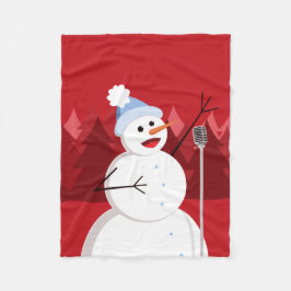 Manta Polar Cura feliz cantando Navidades de Snowman rojo