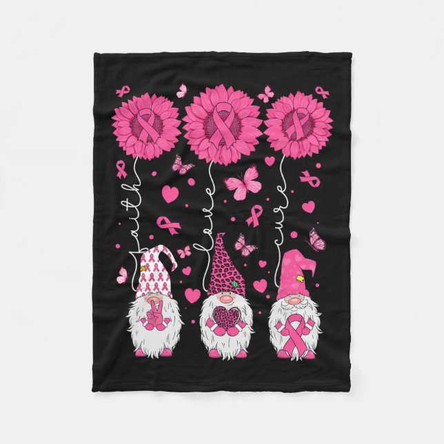 Manta Polar Cure Gnomes Amor Cure Gnomes Cáncer de Mama Sunflo (Anverso)