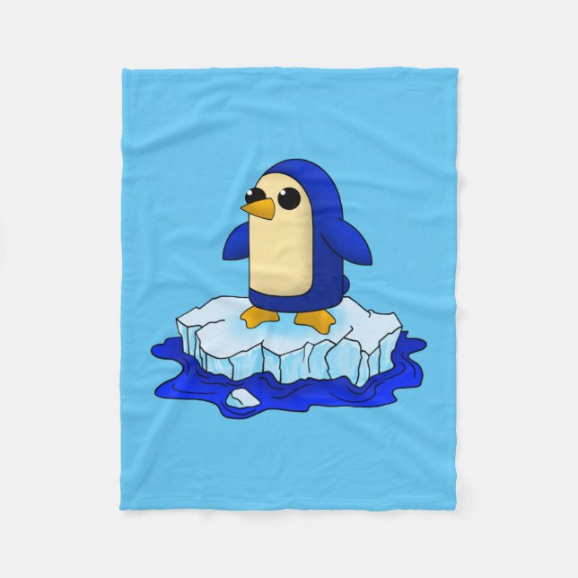 Manta Polar Curioso Kawaii Cute Baby Penguin (Anverso)