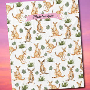 Manta Polar Curte Kangaroo Print Animal Aovers Wallaby Wildlif