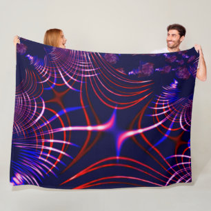 Manta Polar Curvas apuntadas de azul a rojo. Lílago blanco, ro