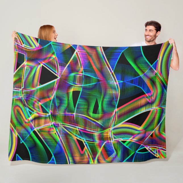 Manta Polar Curvas de cinta superpuestas, relieve neón colorid (In situ)