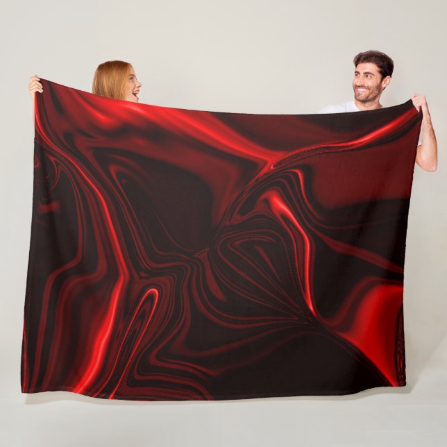 Manta Polar Curvas en rojo metálico y partes rojas profundas (In situ)