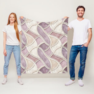 Manta Polar Curvo Elegante en Crema y Lila – Geométrico