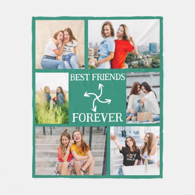 Manta Polar Custom 6 Photo Vertical BFF Gift for Her Text (Anverso)