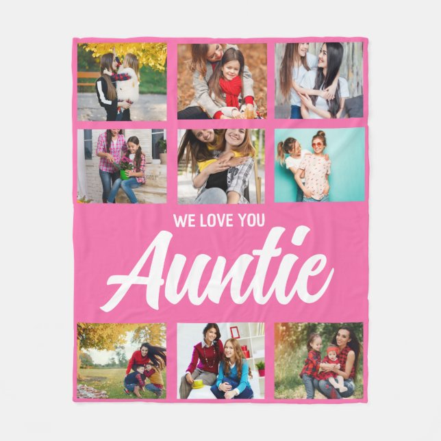 Manta Polar Custom Aunt Photo Throw Gift with Kids Names (Anverso)