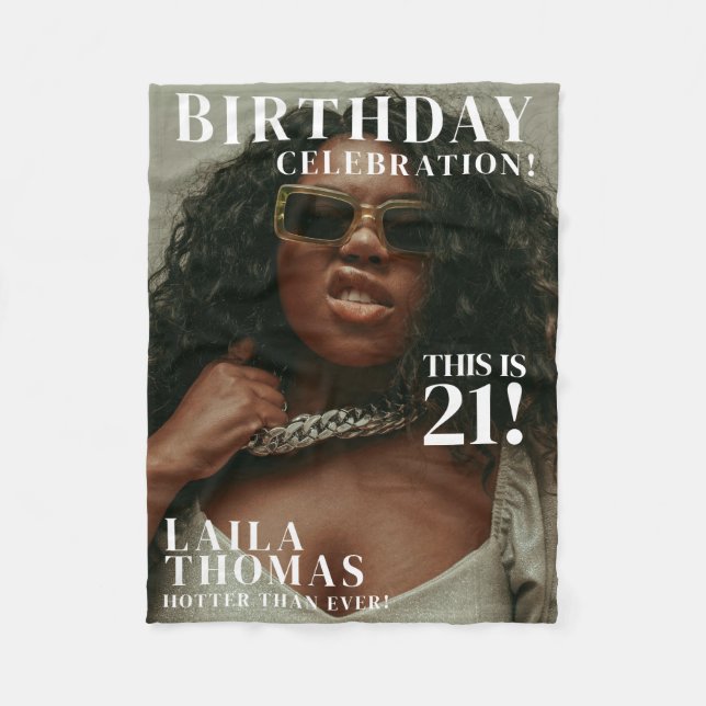 Manta Polar Custom Birthday Party Magazine Cover Cheers (Anverso)