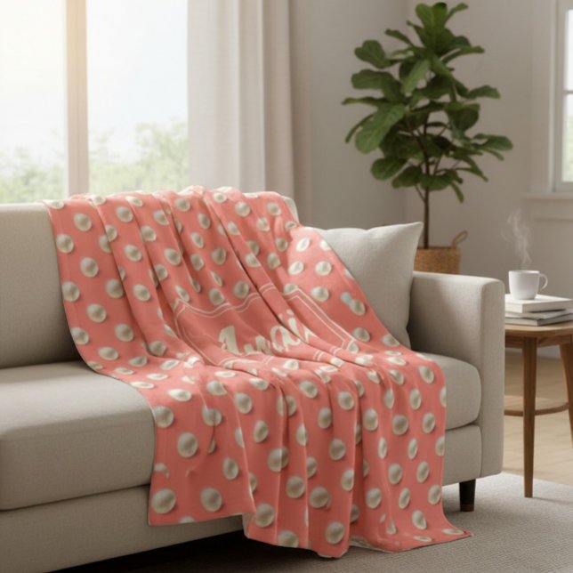 Manta Polar Custom Coral & Pearls Elegant Soft Throw Blanket (Subido por el creador)