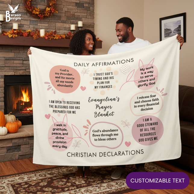 Manta Polar Custom Daily Affirmations Christian Bible Verse (Personalized Daily affirmations Christian blanket with customizable text.)