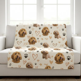 Manta Polar Custom Dog Photo Blanket with Hearts