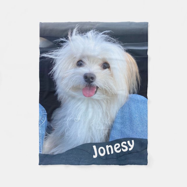 Manta Polar Custom Dog Photo Blanket with Pet's Name  (Anverso)
