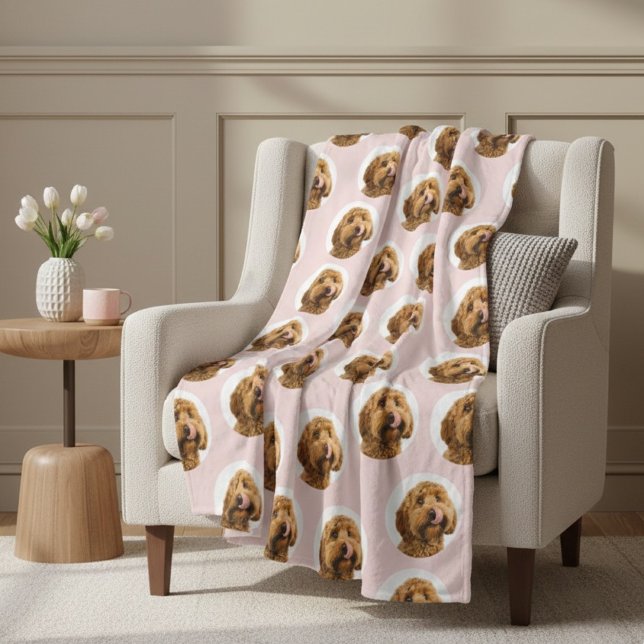 Manta Polar Custom Dog Photo | Cute Pink Pet (Subido por el creador)