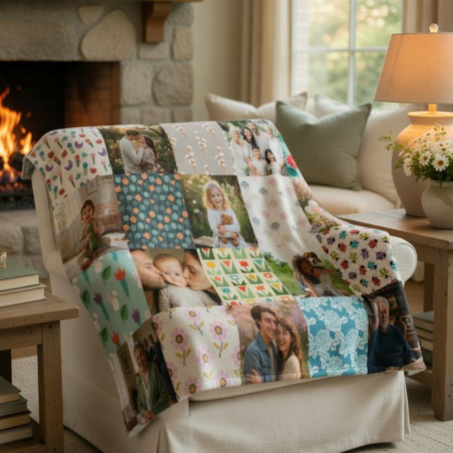 Manta Polar Custom Family Photo Blanket Collage Gift (Subido por el creador)