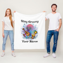 Manta Polar Custom Fleece Blanket | Retro Octopus Name & Text