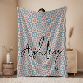 Manta Polar Custom Floral Name Blanket Birthday Gift for Girls