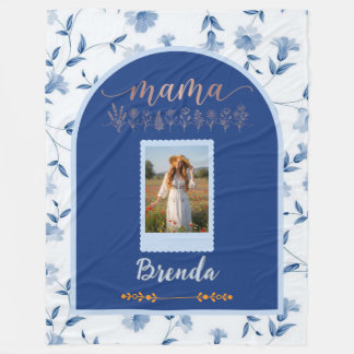 Manta Polar Custom Floral Photo Blanket - "MAMA" Birth Flower 