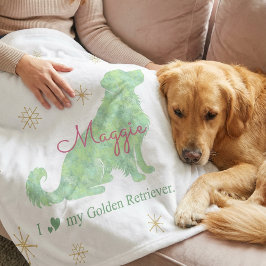 Manta Polar Custom Golden Retriever Christmas Mint Green