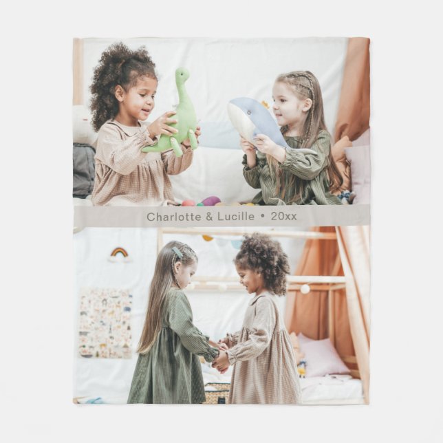 Manta Polar Custom Large Photos Kids Friends Siblings Names (Anverso)