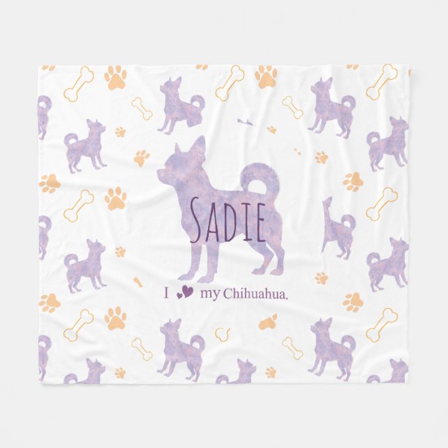 Manta Polar Custom lavender chihuahua Silhouette blanket (Frente (Horizontal))