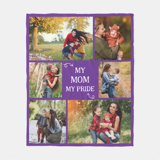 Manta Polar Custom Mother 6 Photo Gifts Mom Pride Birthday (Anverso)