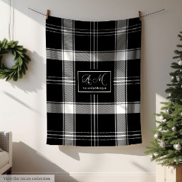 Manta Polar Custom Name Black White Buffalo Plaid Men's Gift