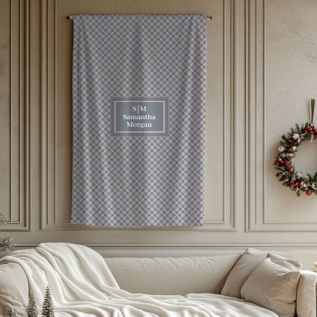 Manta Polar Custom Name Blanket Chic Coral Grey Elegant (Custom Name Blanket Chic Coral Grey Elegant)