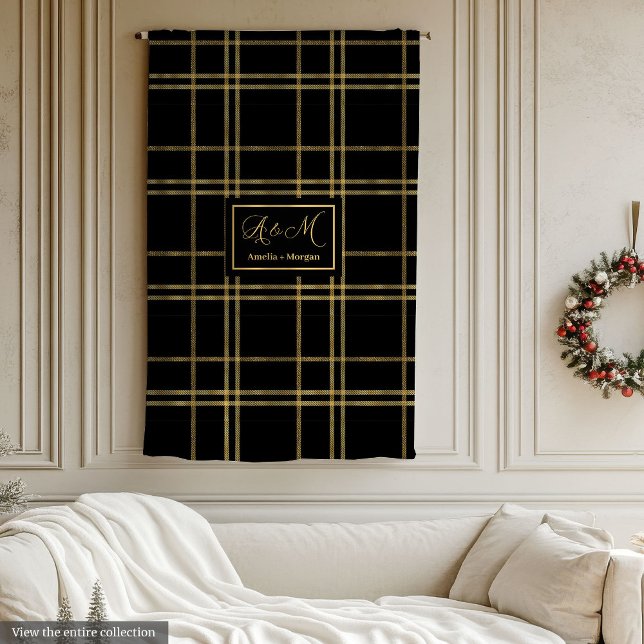 Manta Polar Custom Name Blanket Luxe Black Gold Anniversary (Custom Name Blanket Luxe Black Gold Anniversary)