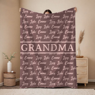 Manta Polar Custom Name Brown Blanket Gift for Mama & Grandma