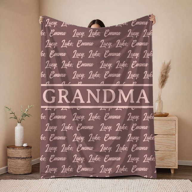 Manta Polar Custom Name Brown Blanket Gift for Mama & Grandma (Personalized blanket for grandma, Personalized blanket for mama, Mother’s Day gift for mom)