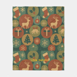 Manta Polar Custom name Christmas Circles Cozy