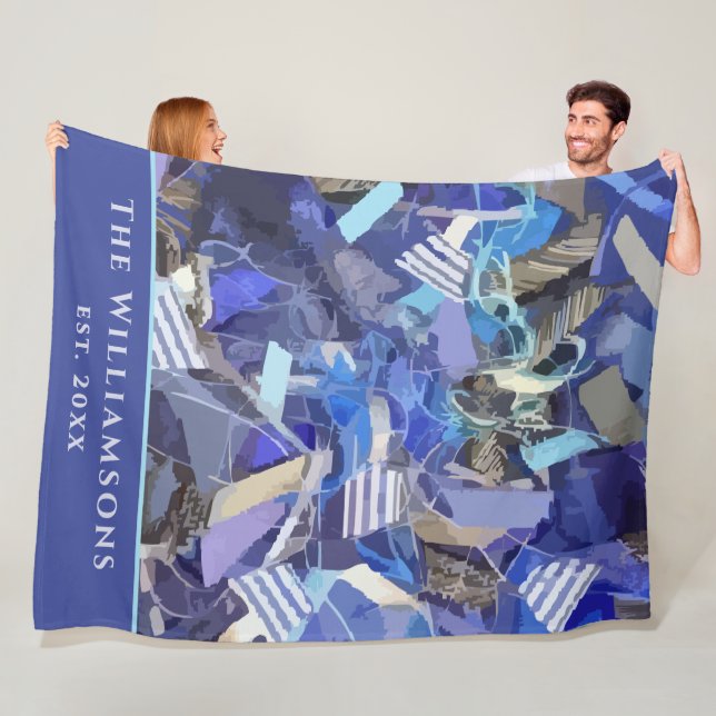 Manta Polar Custom Name Est. Year Blue Purple Abstract Stripes (In situ)