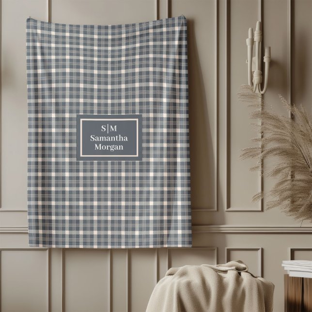 Manta Polar Custom Name Grey Blanket Chic Minimalist Style (Custom Name Grey Blanket Chic Minimalist Style)