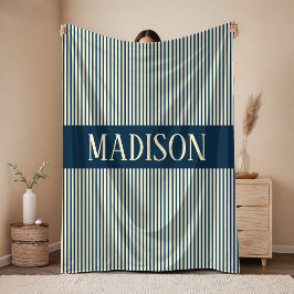 Manta Polar Custom Name Stripes Blanket Baby Shower Gift