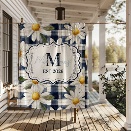 Manta Polar Custom Navy Gingham Daisy Monogram