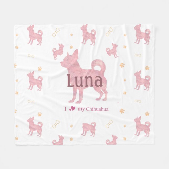 Manta Polar Custom Pastel pink chihuahua Silhouette blanket (Frente (Horizontal))
