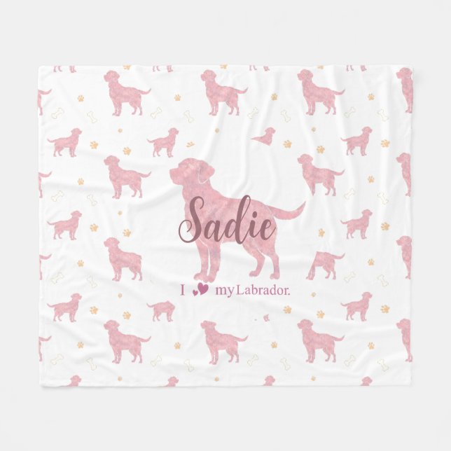 Manta Polar Custom Pastel pink Labrador retriever blanket gift (Frente (Horizontal))