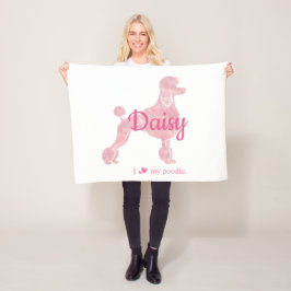 Manta Polar Custom Pastel Pink Poodle Silhouette Blanket