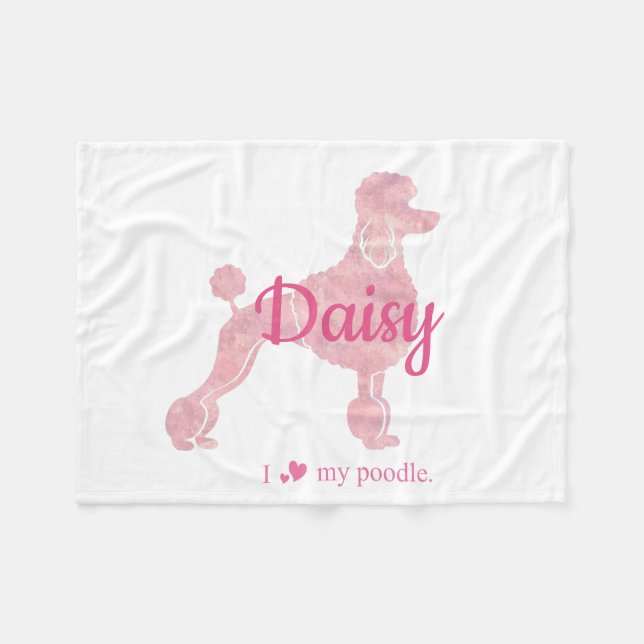 Manta Polar Custom Pastel Pink Poodle Silhouette Blanket (Frente (Horizontal))