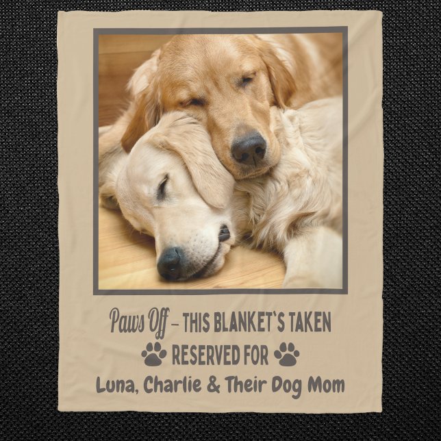 Manta Polar Custom Photo Pet Dog  (Custom dog photo blanket with name & “Paws Off” quote. Perfect for dog moms, dads & pet lovers!)