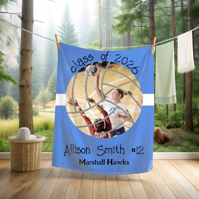 Manta Polar Custom Volleyball Picture Senior Night Graduation (Subido por el creador)