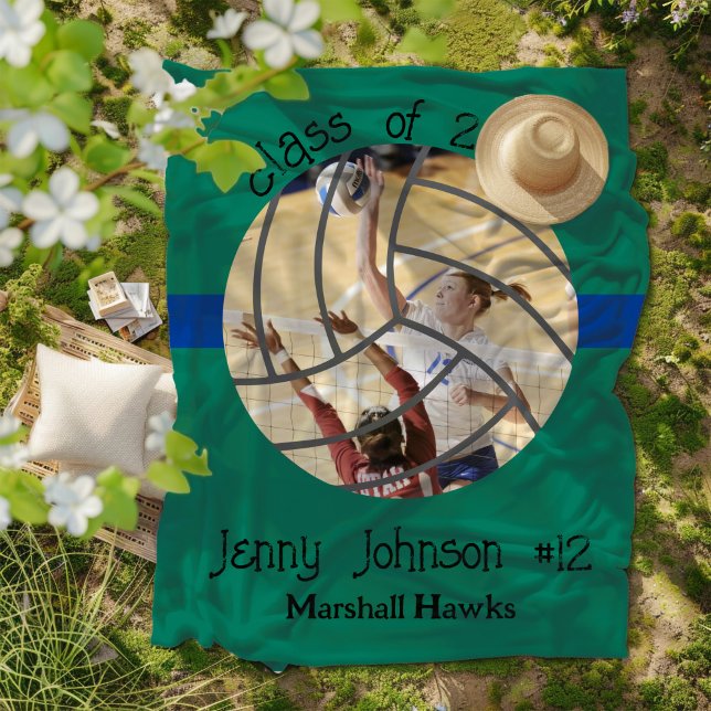 Manta Polar Custom Volleyball Picture Senior Night Graduation (Subido por el creador)