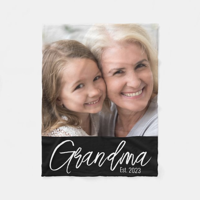 Manta Polar Customizable Grandma Established Year Photo (Anverso)
