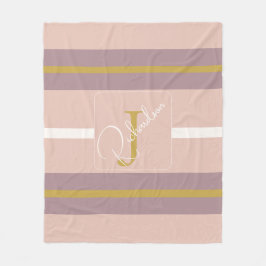 Manta Polar Customized Blush Pink Gold Stripe Monogram Chic 