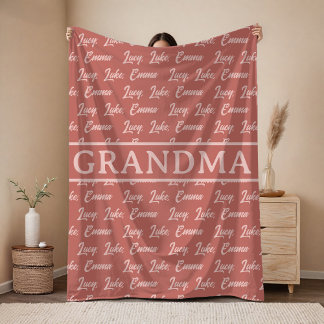 Manta Polar Customized Name Family Blanket for Mama or Grandma