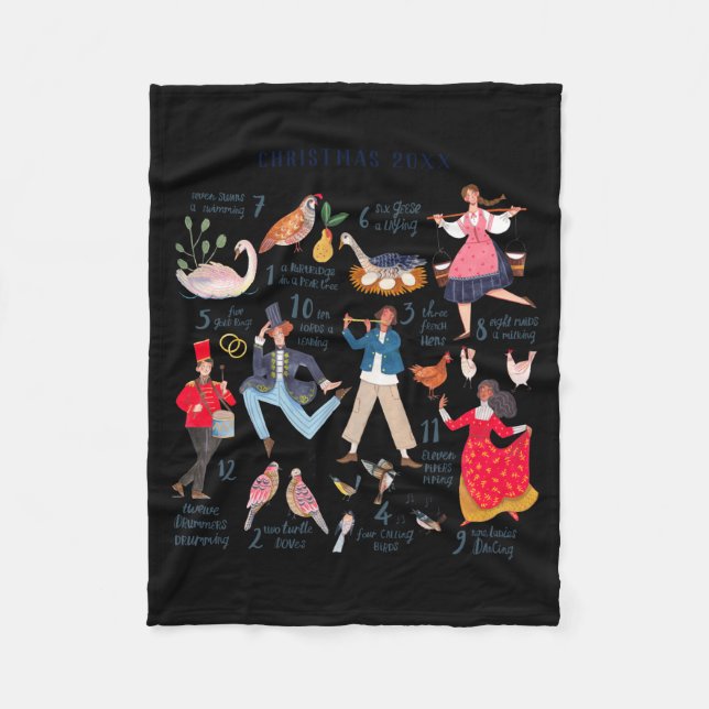 Manta Polar Cute 12 Days Of Christmas Clic Traditional  (Anverso)