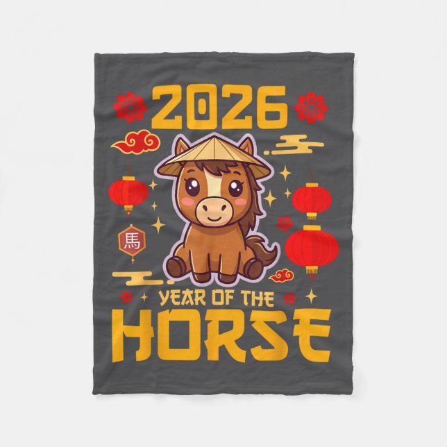 Manta Polar Cute 2026 Year Of The Horse Happy Chinese New Year (Anverso)