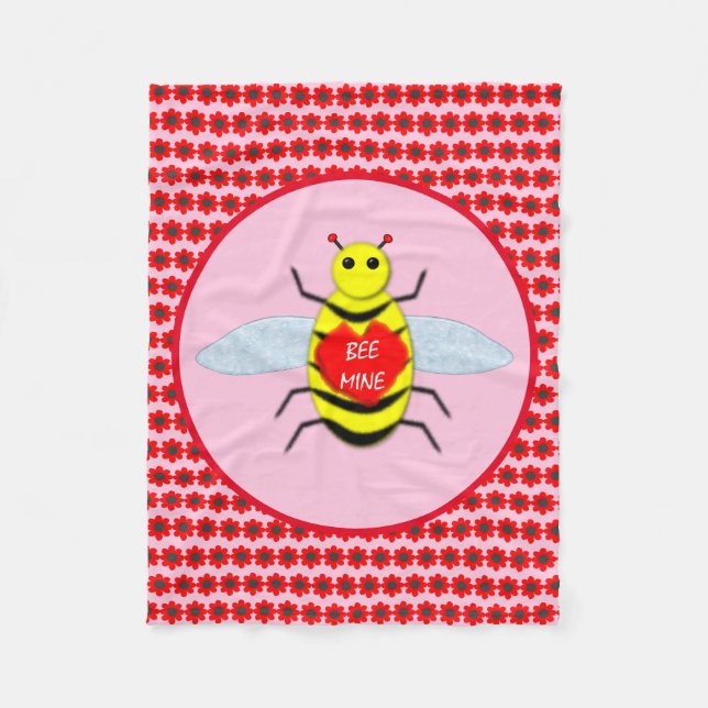 Manta Polar Cute abeja del día de San Valentín (Anverso)