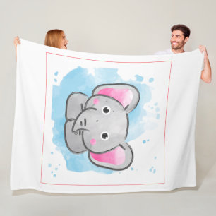 Manta Polar Cute acuarela elefante bebé